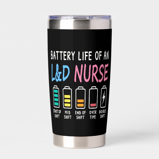 Batterielebensdauer eines L&D-Krankenschwester Hum Thermobecher (Vorderseite)