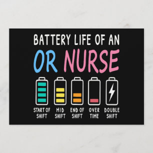 Batterielebensdauer eines OP-Pflegehumor-Diagramms Einladung