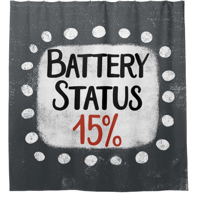 Batteriestatus 15 % Duschvorhang (Vorderseite)