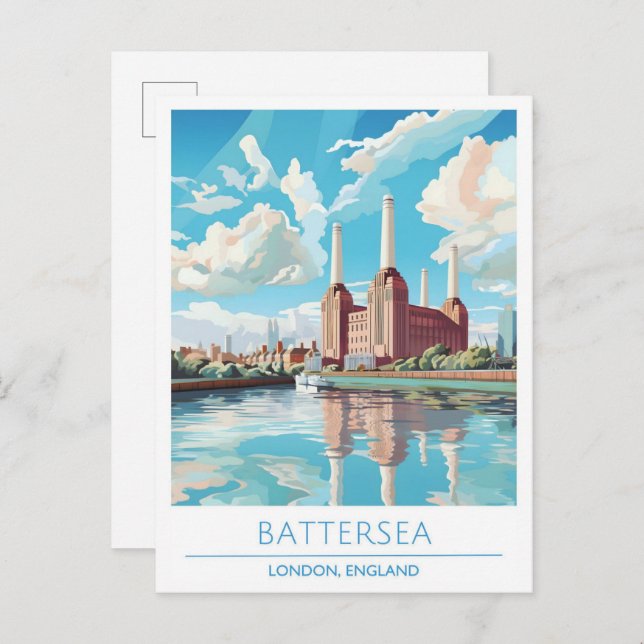 Battersea London England Vintage Travel Postkarte (Vorne/Hinten)