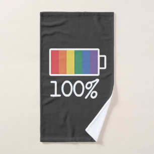 Battery 100% Gay Funny LGBT Pride Monat Gleichheit Handtuch