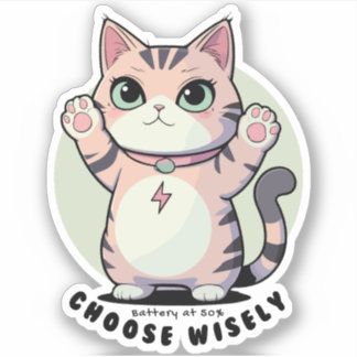 Battery at 50 Choose Wisely – Introvert Humour Aufkleber