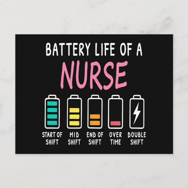 Battery life of a nurse humor chart postkarte (Vorderseite)