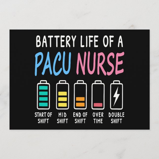 Battery life of a PACU nurse levels humor Einladung (Vorderseite)
