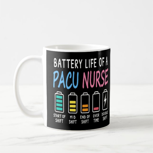 Battery life of a PACU nurse levels humor Kaffeetasse (Links)