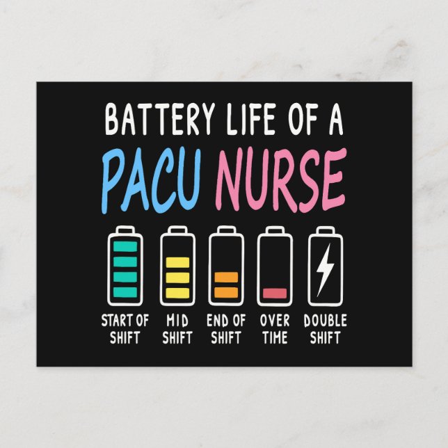 Battery life of a PACU nurse levels humor Postkarte (Vorderseite)