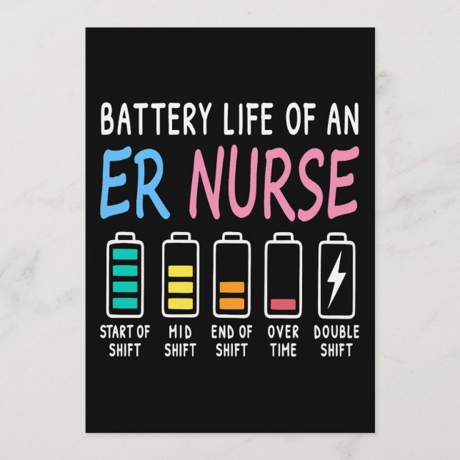 Battery life of an ER nurse humor chart Einladung (Vorderseite)
