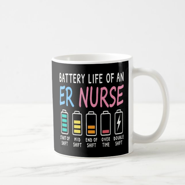 Battery life of an ER nurse humor chart Kaffeetasse (Rechts)