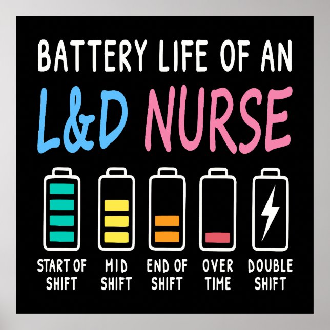 Battery life of an L&D nurse humor chart Poster (Vorne)