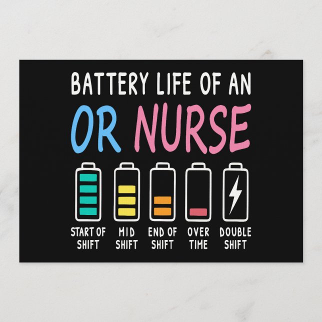 Battery life of an OR nurse humor chart Einladung (Vorderseite)