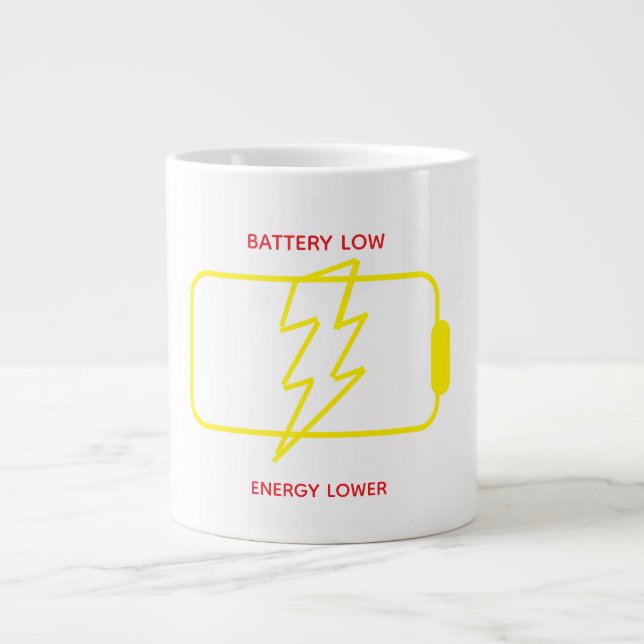 Battery Low Mug – Funny Energy Low Coffee Mug Jumbo-Tasse (Vorderseite)