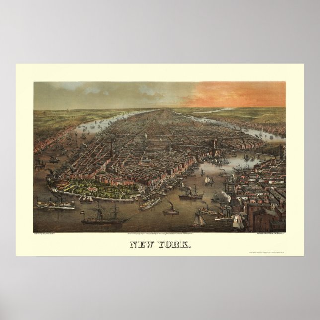 Battery Park, NY Panoramic Map - 1873 Poster (Vorne)