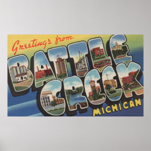 Battle Creek, Michigan - Große Buchstabenszenen Poster