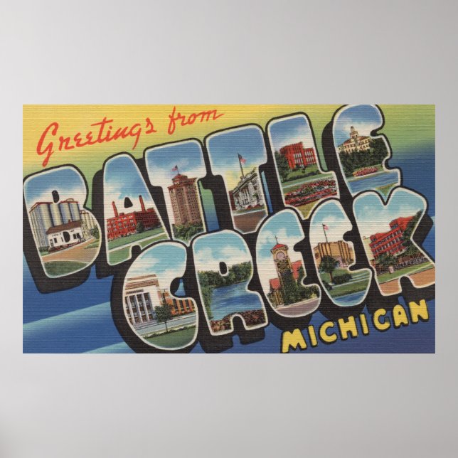 Battle Creek, Michigan - Große Buchstabenszenen Poster (Vorne)
