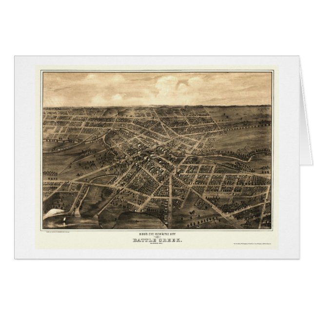 Battle-Creek, panoramische Karte MI - 1870 (Vorderseite (Horizontal))