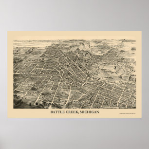 Battle-Creek, panoramische Karte MI - 1880s Poster