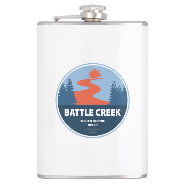 Battle Creek Wild und Landschaftlicher Fluss Idaho Flachmann (Vorderseite)