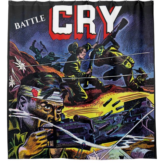 Battle Cry 07 Krieg Vintage Comicen Duschvorhang (Vorderseite)