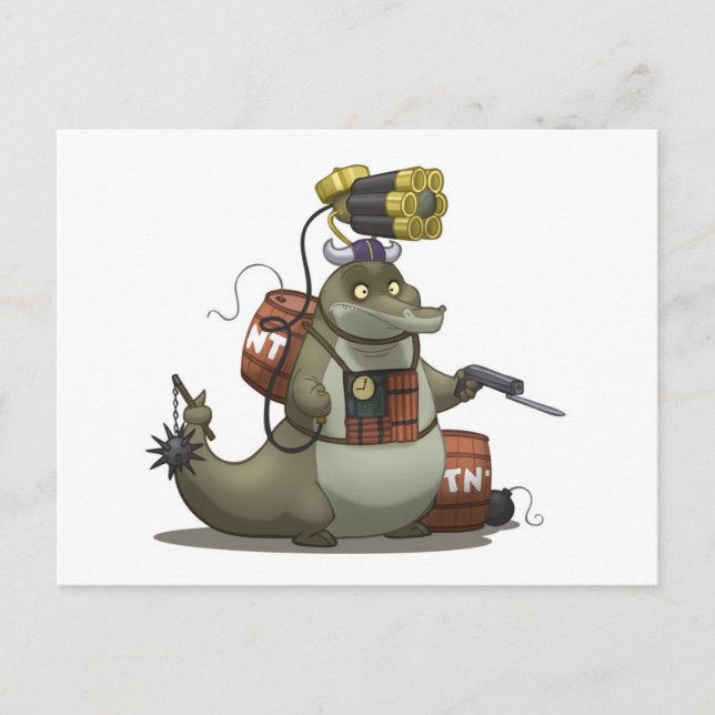 Battle Gator Postcard Postkarte (Vorderseite)