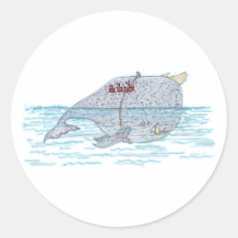 Battle Horn-Whale Runder Aufkleber