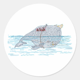 Battle Horn-Whale Runder Aufkleber