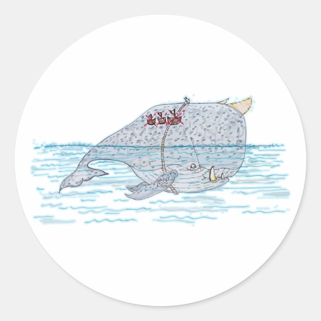 Battle Horn-Whale Runder Aufkleber (Vorderseite)