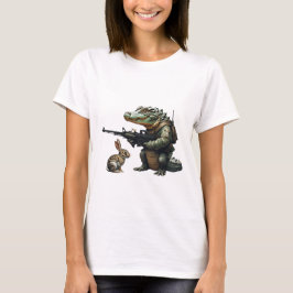 Battle-Ready Alligator und neugieriges Kaninchen T-Shirt