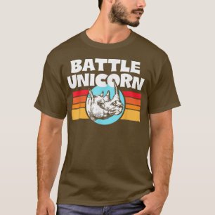 Battle Unicorn Funny Retro 80er Rainbow Rhino Rhin T-Shirt