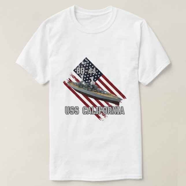Battleship USS California BB44 Combat Warschiff Ve T-Shirt (Design vorne)