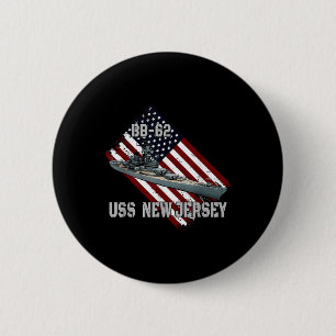 Battleship Uss New Jersey Bb-62 & Kampfwarsch Button