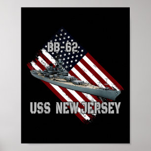 Battleship Uss New Jersey Bb-62 & Kampfwarsch Poster