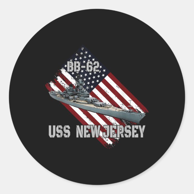 Battleship Uss New Jersey Bb-62 &amp; Kampfwarsch Runder Aufkleber (Vorderseite)