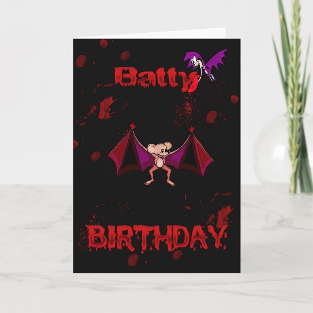 Batty Birthday Blood Bats Goth Emo Alternative Karte (Vorderseite)