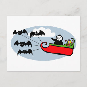 Batty Christmas Sleigh Feiertagspostkarte