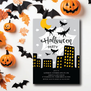 Batty Cityscape Halloween-Party Einladung