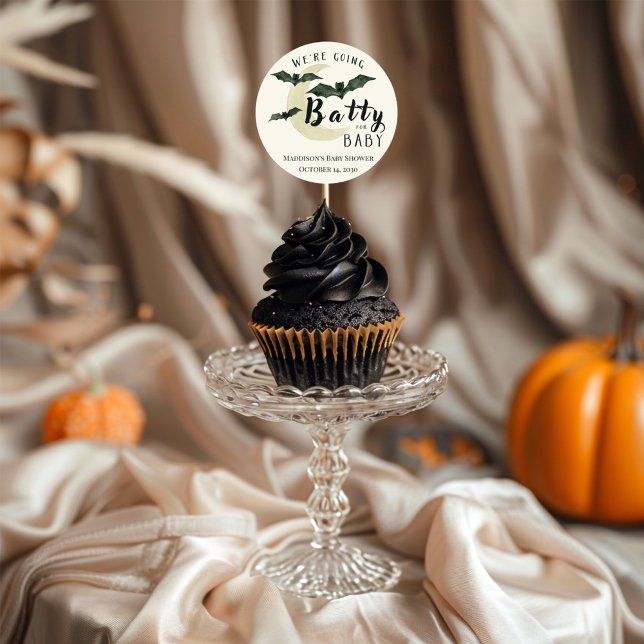 Batty für Baby Fall Crescent Moon Babydusche Quadratischer Aufkleber (Von Creator hochgeladen)