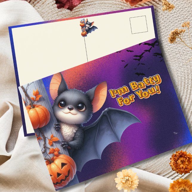 Batty für euch Halloween-Grüße Feiertagspostkarte (Von Creator hochgeladen)