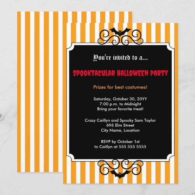 Batty Halloween-Party Einladung (Vorne/Hinten)
