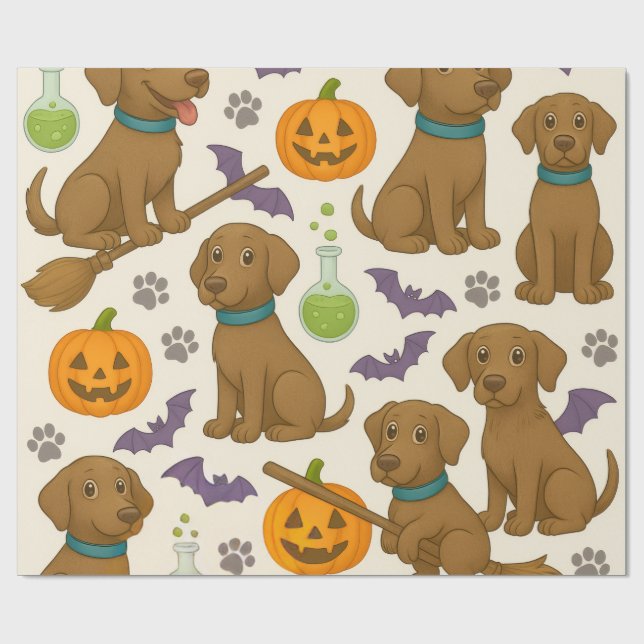 Batty Puppy Halloween Spaß Geschenkpapier (Flach)