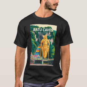 Batu Caves Malaysia Illustration Reise Kunst Retro T-Shirt