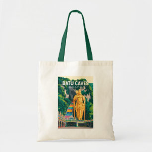 Batu Caves Malaysia Illustration Reise Kunst Retro Tragetasche