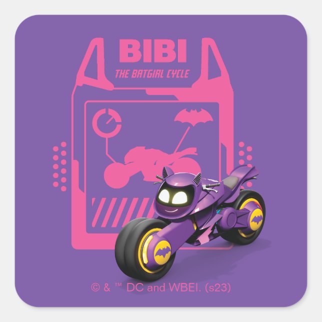 Batwheels™ Bibi - Der Batgirl-Zyklus Quadratischer Aufkleber (Vorderseite)