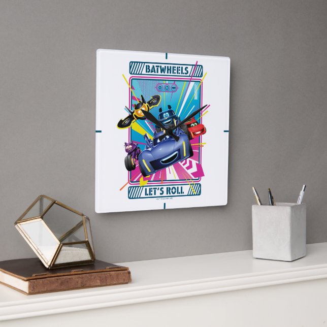 Batwheels™ - Lasst uns fortfahren Quadratische Wanduhr (Büro)