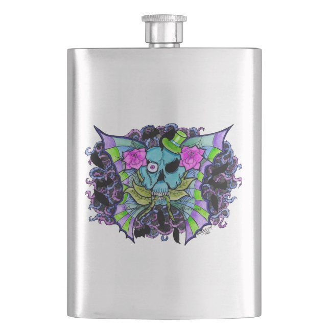 Batwing Skull Premium-Flasche Flachmann (Vorderseite)