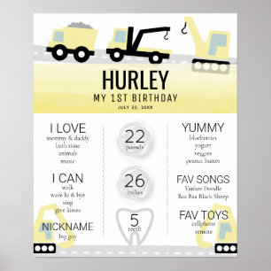 Bau 1. Geburtstag Meilenstein Poster