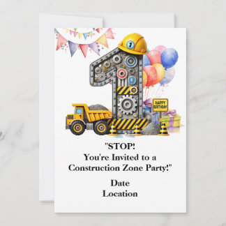 Bau 1. Geburtstag Party Einladung
