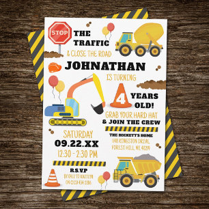 Bau 4. Geburtstag Einladung