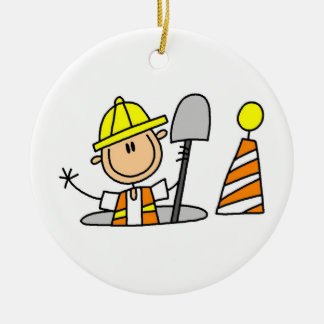 Bau-Arbeitskraft in den Einsteigeloch-T - Shirts Keramikornament