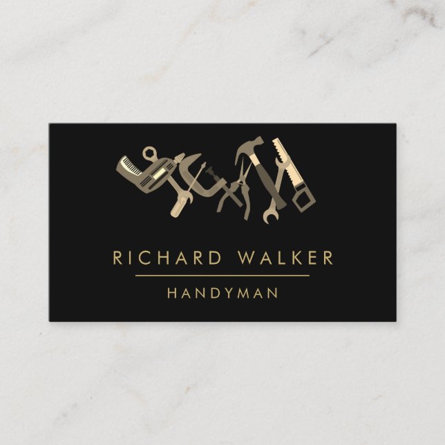 Bau bearbeitet Heimwerker-gelben schwarzen Visitenkarte (Vorderseite)