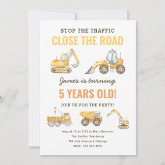 Bau Birthday Dump Truck Party Einladung